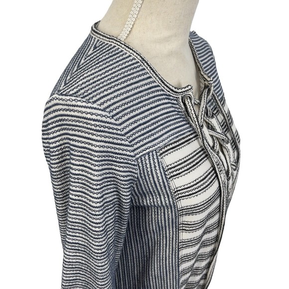 BCBGMaxAzria Lani Lace Up Front Embroidered Striped Knit Tunic Dress Womens S - Picture 7 of 14